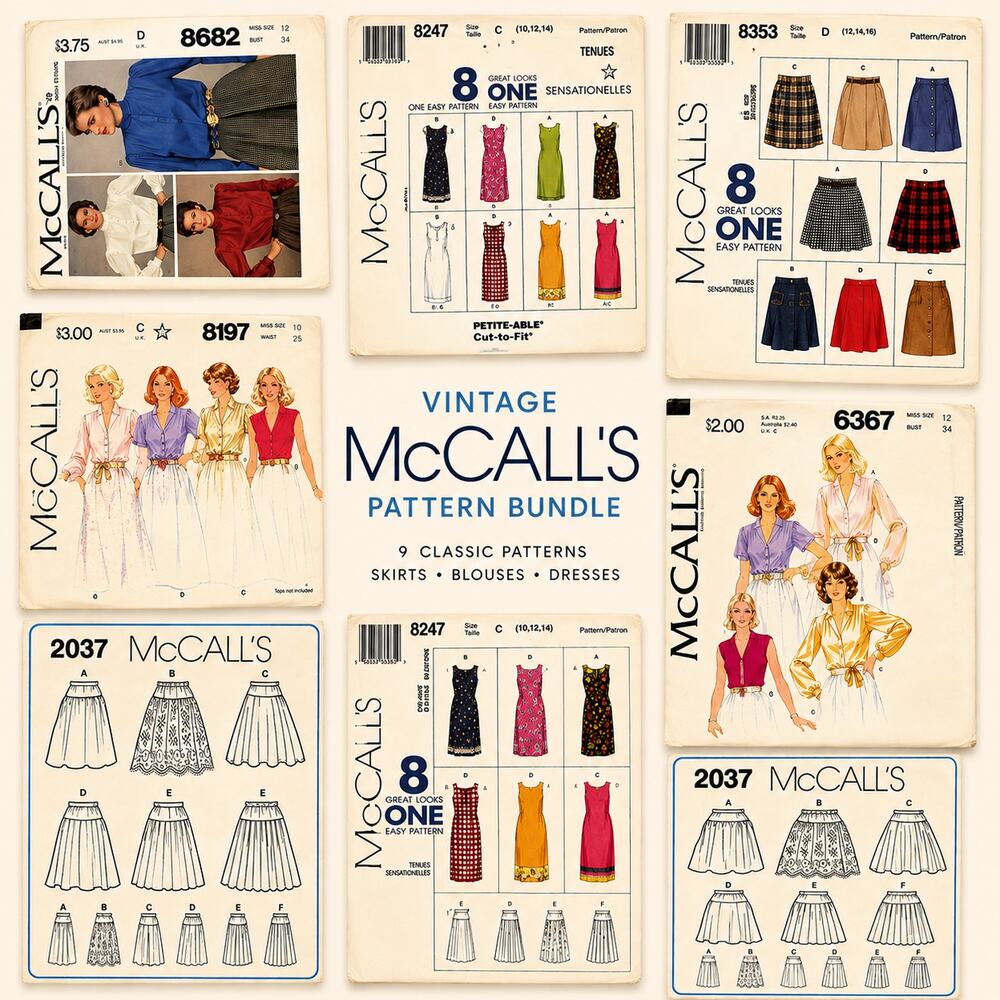 McCalls Vintage Patterns Dresses Pants Blouse Tops Lot of 9